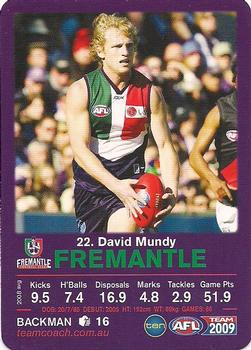 2009 Team Coach AFL Team #22 David Mundy Front